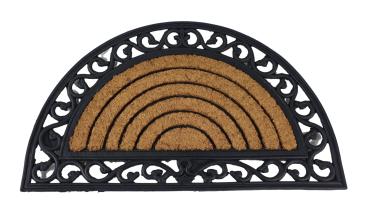 Relief Gummi Fußmatte mit Kokoseinlage halbrund